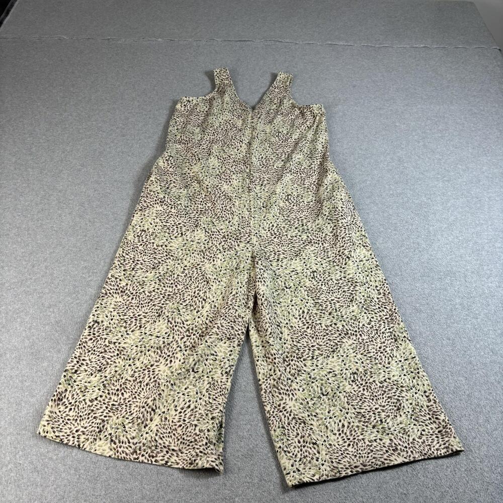 Kinesis Jumpsuit Women Medium Beige Spotted Sleeveless Wide Leg Jersey Pockets